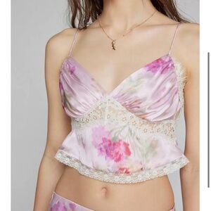 LoveShackfancy floral pink cami top with lace